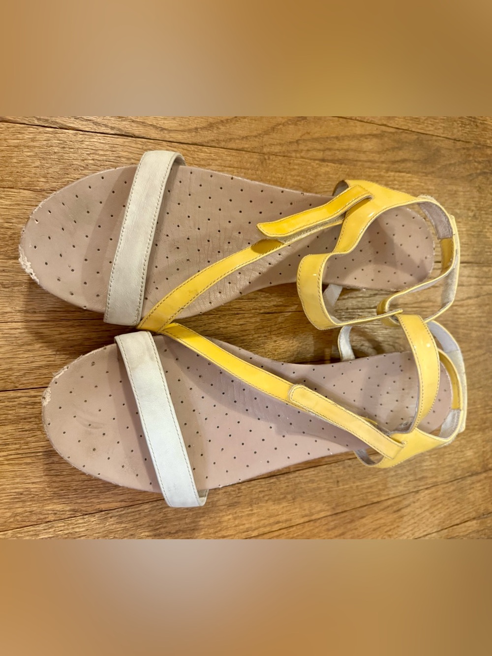 Camper Yellow and White Women’s Leather Strappy Sandals - 41